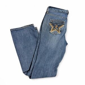 VTG Y2K People’s Liberation Blue Star Embroidered Pocket Jeans Low Rise